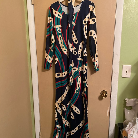 New Black Chain Link Print Dress - Picture 7 of 8